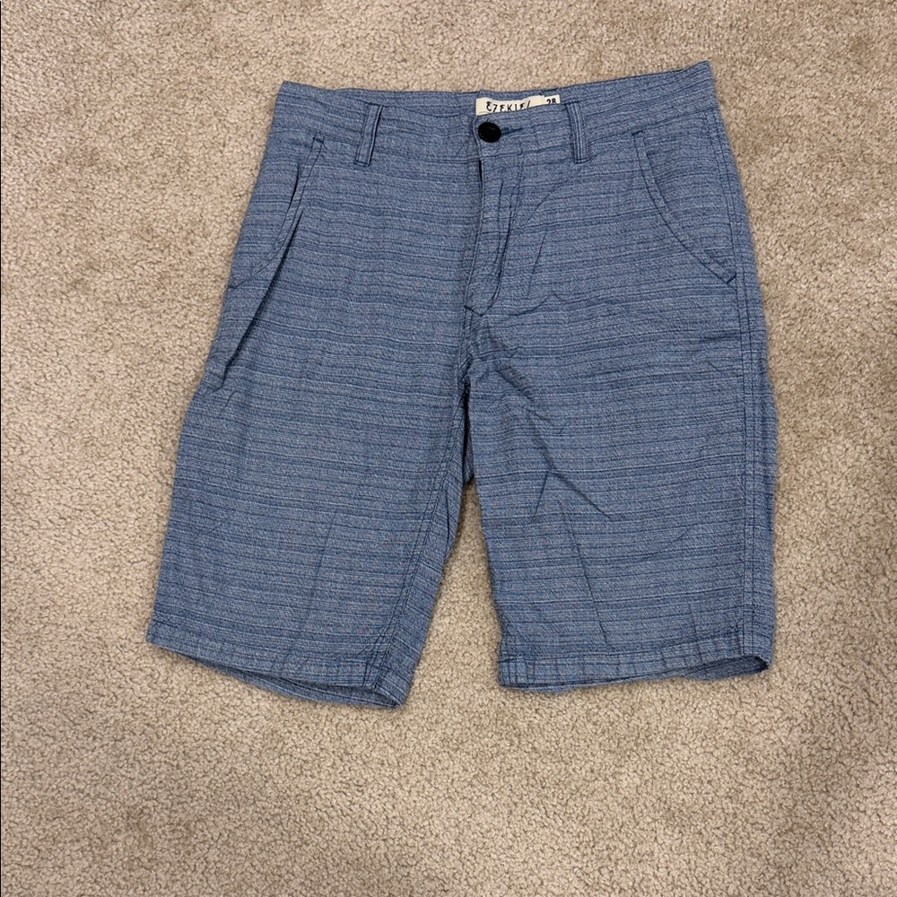 Ezekiel Textured Blue Men's Flat Front Shorts